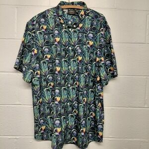 WeSC Oden Geo Floral Hawaiian Short Sleeve Shirt Vacation Beach Men XXL Colorful